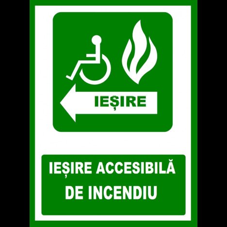 Placuta pentru iesire accesibila de incendiu cu sageata in stanga